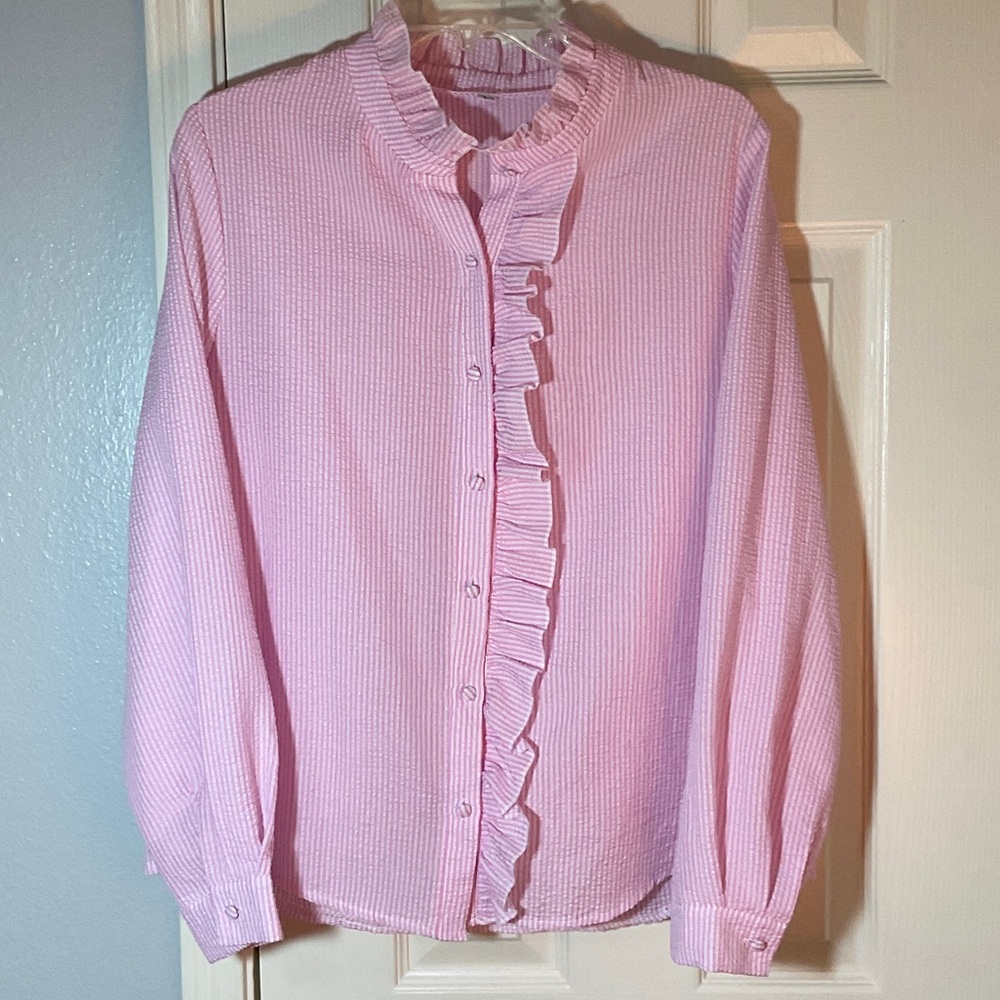 Pink Ruffled Women's Blouse